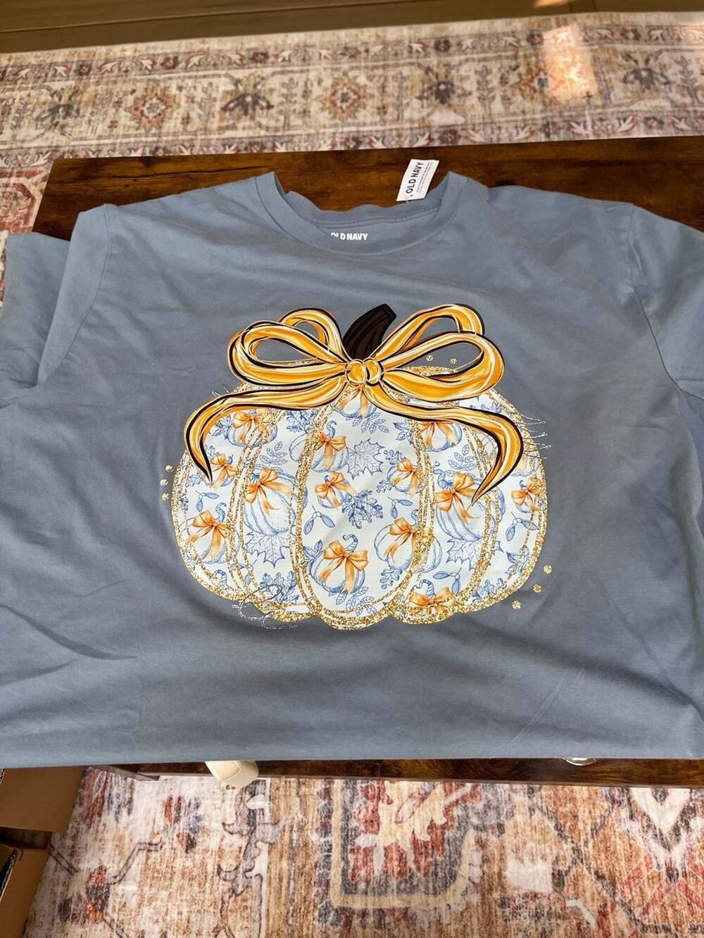 Fall Blue and Orange Pumpkin Tee – ,
